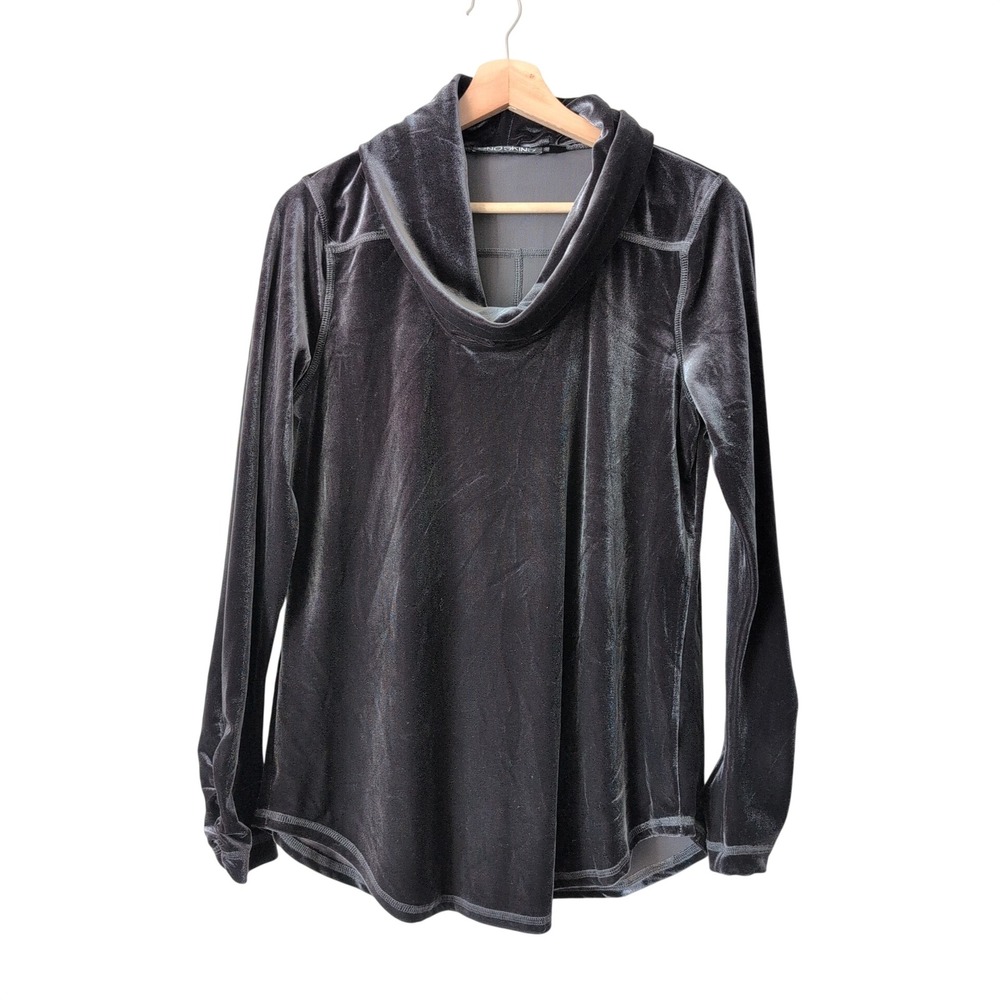 SNO SKINS‎ Velour Cowl Neck Long Sleeve Tunic Velvet Top Gray Oversize Small